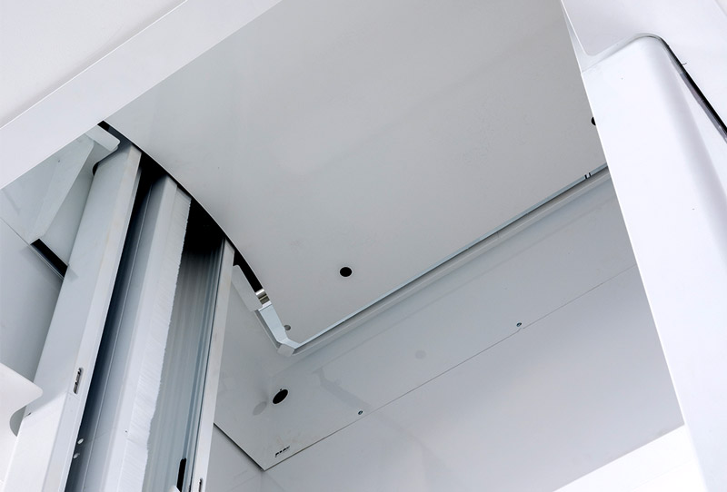 CClose up shot of self supporting rails on the Savaria Luma through-floor lift